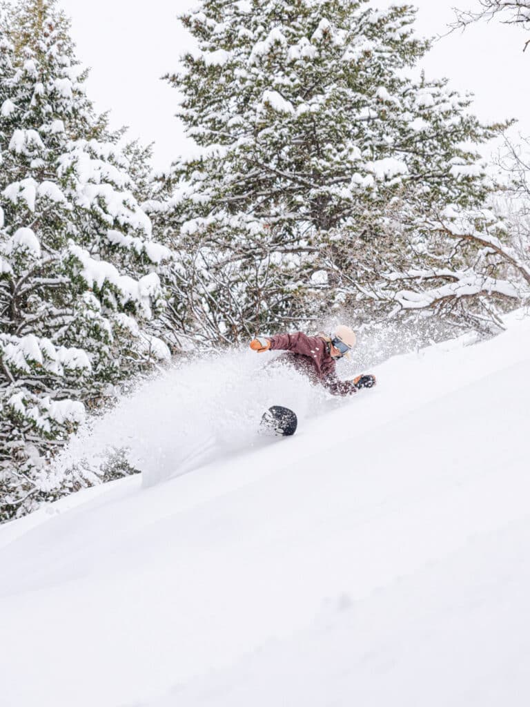 Snowboarder is powder at Nordic Valley Ski Resort in Northern Utah